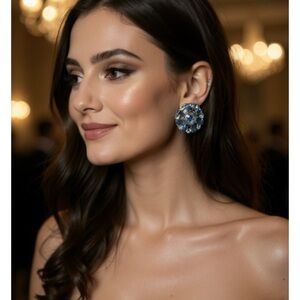 Vintage Blue Earrings with Starburst Design